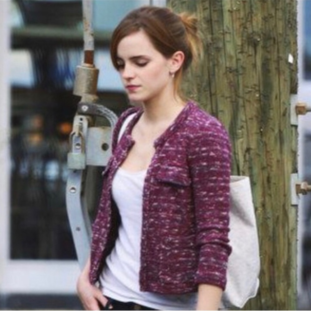 Isabel Marant Étoile • Ariana Knit Blazer Jacket Tweed Plum 42 L ASO Emma Watson